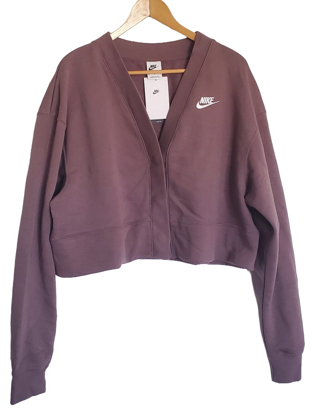 Nike Loose Fleece Cardigan Cropped Sport Sweatshirt in Tattoo
